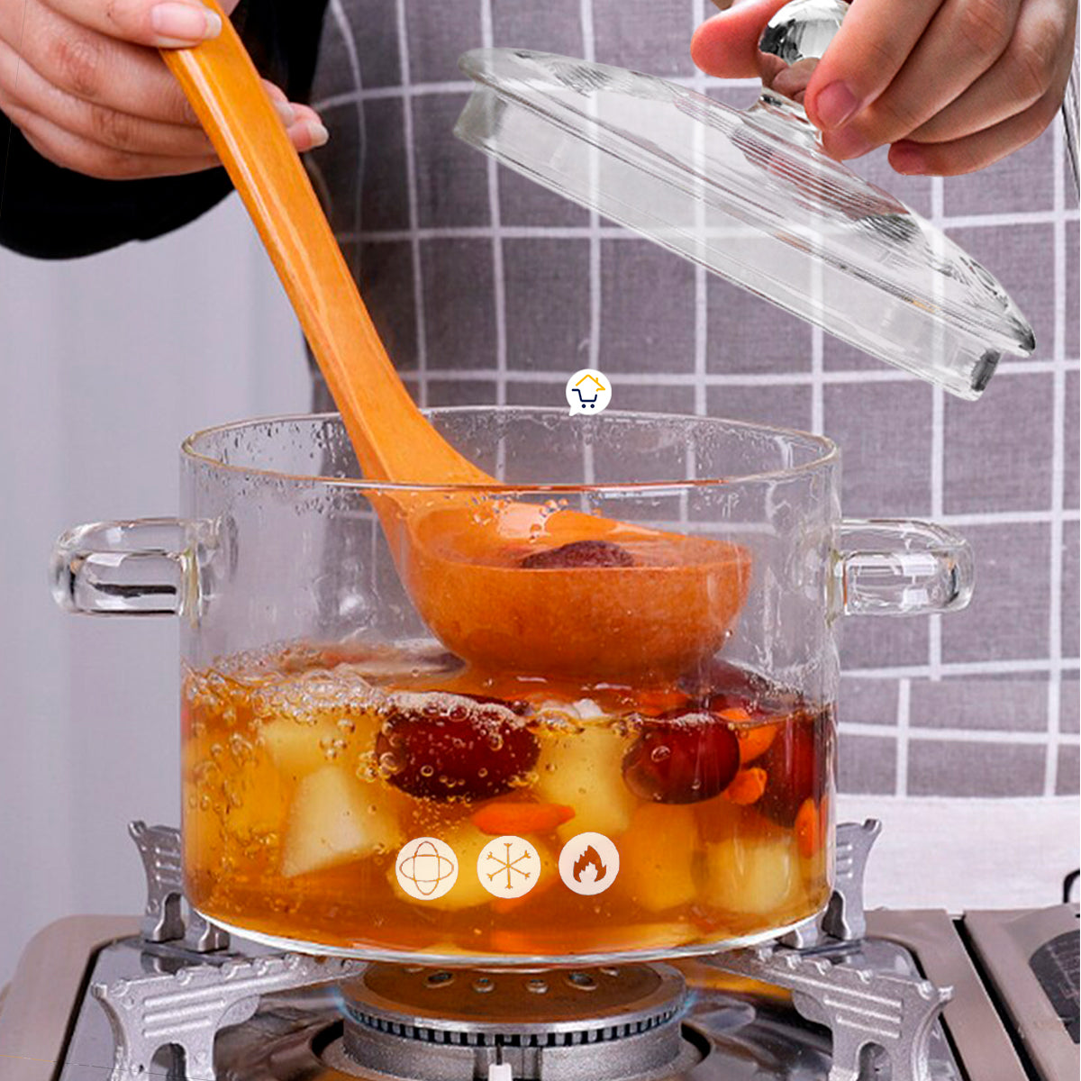 Olla de cocina multifuncional transparente