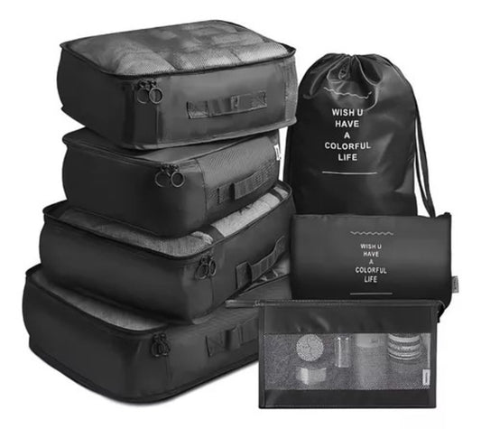 Organizador Kit Viajero 7 Unidades Negro